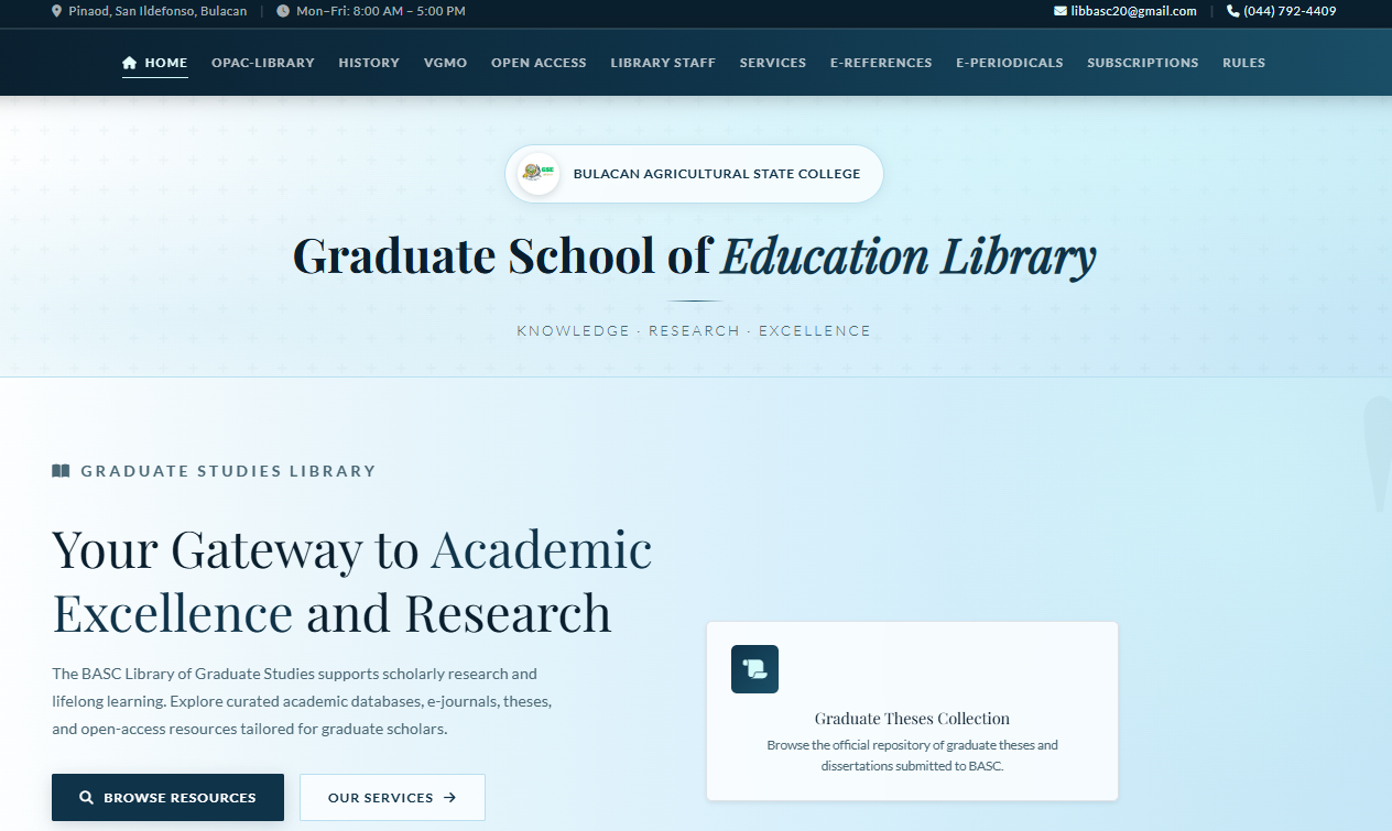 Graduate Studies Library System screenshot